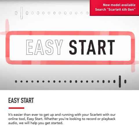 Scarlett 4th Gen availability with Easy Start guide for Scarlett 2i2 3rd Gen USB Audio Interface For Recording Songwriting Streaming.