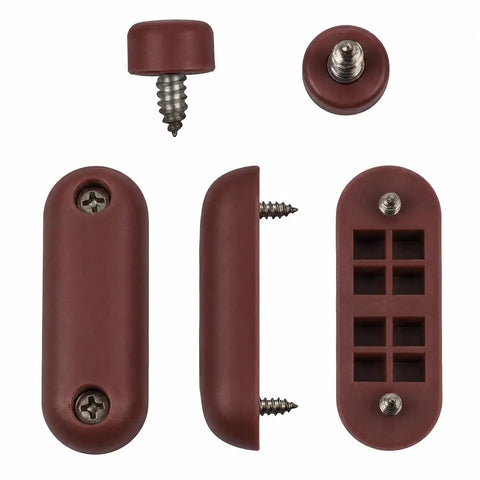 Brown Silicone Toilet Seat Bumpers Set Of 8 Replacement Cushions Non Slip Durable 6 Oblong And 2 Round Cones with screws