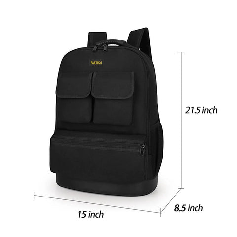 Black Electrician Tool Backpack With Laptop Compartment Waterproof 600D Polyester Workhorse Gear Bag With Dimensions