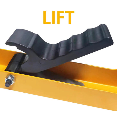 2 Pack Miter Saw Mounting Brackets For DMS01A DMS03A And PM7002 Stand with adjustable black lever, yellow frame close-up