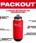 Packout 36oz Insulated Bottle With Chug Lid All Day Thermal Retention Double Wall Vacuum Insulation in red, labeled features