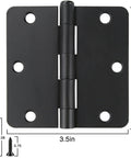 18 Pack Matte Black Door Hinges For Interior Doors Three Point Five Inch Hinges With Rounded Corners One Quarter Radius Six Hole Mount