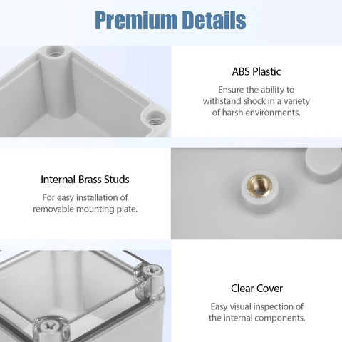 IP67 Waterproof Junction Box With Transparent Cover For Outdoor DIY Projects Dustproof Electrical Enclosure Gray 4.9x4.9x3.9In details