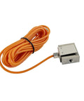 50Kg Force Sensor Tension Load Cell With LED Display Meter For Pro Grade Precision Weighing Systems And Testing High Accuracy 0.05 Percent FS Great For Industrial And Lab Scales with orange cable visible.