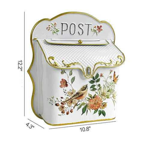 Vintage Style Wall Mount Mailbox For House Exterior Lockable Metal Mail Slot With Top Flap And Padlock Hasp