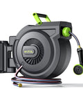 Heavy Duty Retractable Garden Hose Reel With Auto Slow Rewind 82 Feet Of Hose Plus 6 Foot Wall Mount 10 Pattern Nozzle