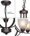 5 Light Shaded Contemporary Chandeliers With Alabaster Glass In Oil Rubbed Bronze Finish ceiling mount and chain detail