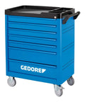 Heavy Duty Metric Tool Trolley With 190 Piece Wrench And Socket Set, blue mobile workshop cart with wheels and storage drawers.