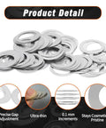 6 By 16 Shim Washer Precision Spacers Kit With 20 Stainless Steel Shims In 0.1 0.2 0.3 0.5 Mm Increments For DIY Friendly Precise Gap End Play Reduction And Alignment In Bearings Gears And 3D Printer Rails 304 Stainless, 6x16 washers