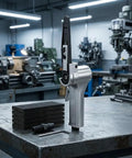 Top Shelf Pneumatic Air Belt Sander With A Ridiculously Fast 10 Mm Track And Hog Wild 16000 Rpm Motor on a workshop table.