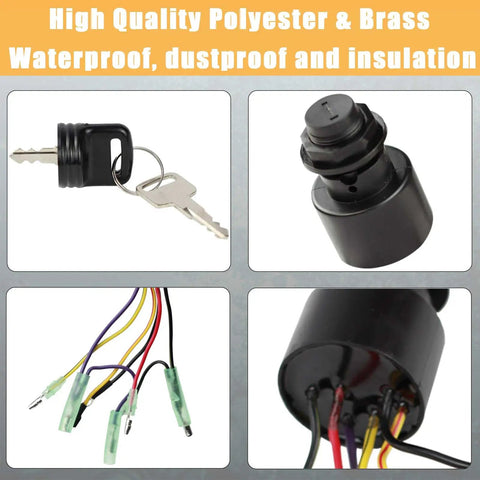 Boat Ignition Starter Switch With Keys Replacement 3 Position 6 Wire Plug And Play For Outboard Motors Control Box Marine