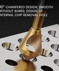 Titanium Coated Countersink Chamfer Deburring Tool Set, 4 Pc High Speed Steel 6542 Bits With Titanium Plating in use on metal sheet