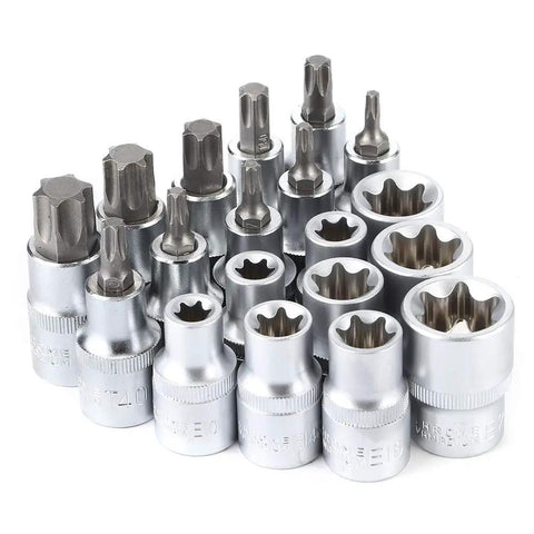 19 Piece Set 2 Inch Drive Star Hex Socket Bit Kit For Car Repair And Maintenance With Pro Grade Durable Steel Construction