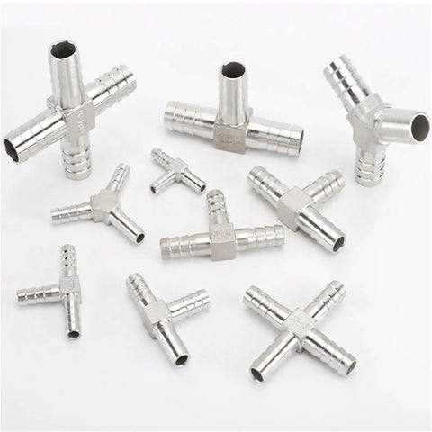 Stainless Steel Hose Tail Connectors 304 Grade Built Tough For Garden And Garage, 6mm To 12mm Fitment, T and Y Type Fittings
