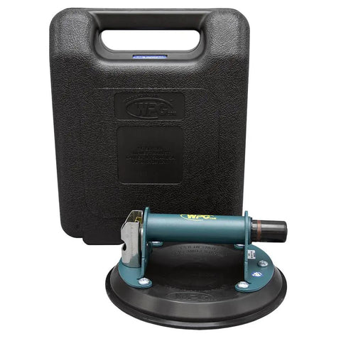 Heavy Duty Vacuum Suction Cup Lifter With Carrying Case For 125 Lb Lift Capacity, Rugged Metal Handle, manual hand pump displayed