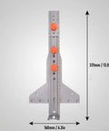 Solid Core Stainless Steel Router Milling Groove Bracket And Knockout Circle Cutting Jig with orange knobs, 331mm by 160mm size.