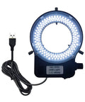 USB LED Ring Light Illuminator With 144 LEDs White Adjustable Brightness From 0 To 100 Percent Shadow Free USB Powered Lighting For Industry Micro And Stereo Microscopes Monocular Binocular Trinocular Lenses Fits Cameras, 65mm inner ring