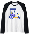 Fresh Cut Pedicab Cycle Rickshaw Dope Graphic Baseball Raglan T Shirt with colorful pedicab design on soft fabric.