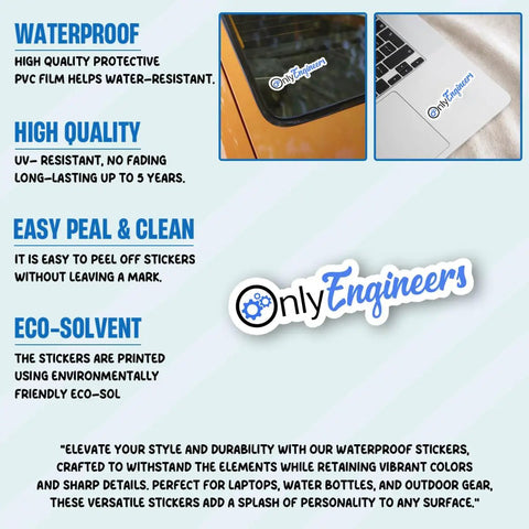 Engineers Sticker Pack 3 Pcs for laptops with waterproof, high-quality PVC and eco-solvent features.