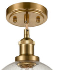 Modern Brass Seeded Glass Pendant Light With Dimmable Hanging Fixture Handblown Clear Glass Shade With Tiny Bubbles Base Detail