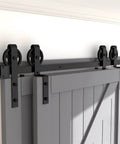 Heavy Duty Sliding Barn Door Track Hardware Kit With Rolling Library Ladder And Bypass Rails For Single Or Double Wooden Doors