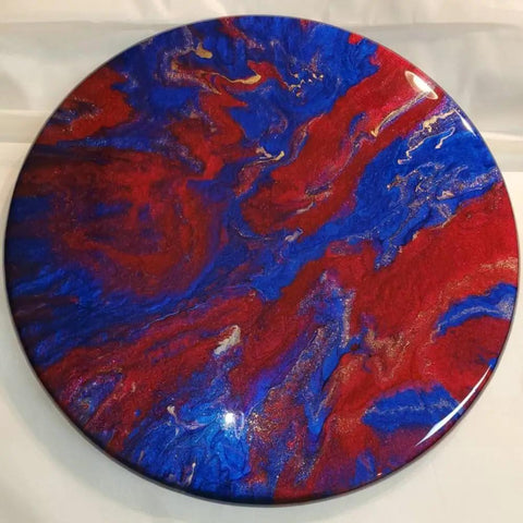 15 Inch Resin Art Dope Lazy Susan Spins 360 Degrees For Dining Table And Kitchen Countertop Decor Tray With Wood Base Centerpiece
