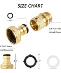 Size chart of Two Pack Brass Garden Hose Quick Release Fittings Kit For Easy Water Connection Leak Proof And Durable Connectors