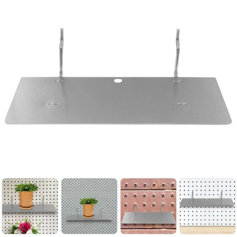 Silver Iron Pegboard Wall Shelf Rock Solid Workshop Storage Rack With No Sweat Tool Free Setup To Crush Kitchen Clutter As Heavy Duty Shop Organizer Holder
