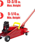 2 Ton Hydraulic Floor Jack With Two Jack Stands, Heavy Duty Steel Lift Set For Cars showing height range.