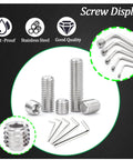 525 Piece Set Screw Kit Metric And SAE With Stainless Steel 304 Cup Point Grub Screws And Internal Hex Drive on display