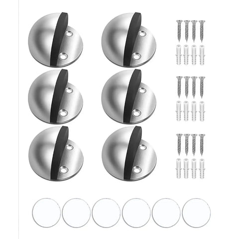 Dome Door Stop With Rubber Bumper 304 Stainless Steel Floor Stopper Keeps Walls Safe From Dings 45 By 45 By 24 Mm Punch Free Or Screw Mount