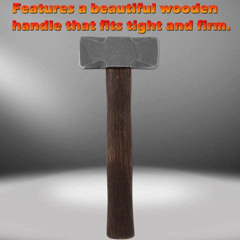 2.2Lb Double Faced Forging Square Hammer for Farrier Bladesmithing featuring wooden handle with double faces for precise metal shaping
