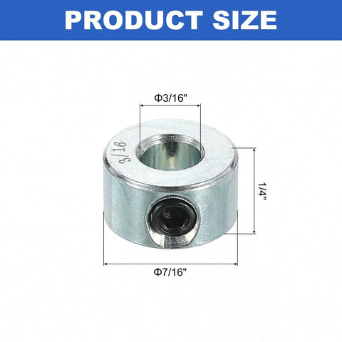 8 Piece Set Screw Shaft Collars Three Sixteenth Bore Seven Sixteenth Outside Diameter One Quarter Inch Thickness Zinc Plated Carbon Steel Locking Axle Collars For Linear Rod Guides Positioners Spacers Stops