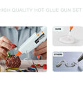 Mini Hot Glue Gun Kit With 30 Colorful Sticks For DIY Crafts And Quick Home Repairs, fast heat, anti drip nozzle, in use