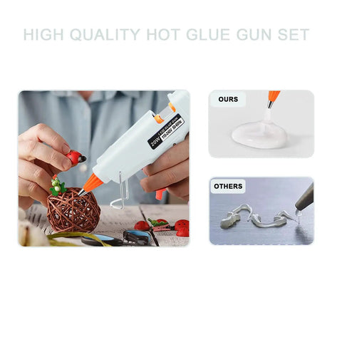 Mini Hot Glue Gun Kit With 30 Colorful Sticks For DIY Crafts And Quick Home Repairs, fast heat, anti drip nozzle, in use