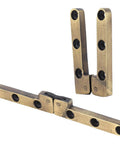 90 Degree Fold Flat Cabinet Hinge for Secure Furniture Storage and Slick Lids, built to last folding hardware, brass finish, side angle view