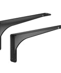 Gladiator Series Low Profile Heavy Duty Shelf Brackets 500 Lb Capacity Hidden Welds For Granite Countertops No Knee Knock Discrete Slim Design Floating Shelves 7 Inch Deep By 17 Inch Wide Pack Of 2, shown side by side.