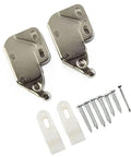 Metal two-piece Push To Open Cabinet Latch With Automatic Spring Action High Cycle ABS Door Catch, screws, and plastic components.