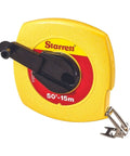 Rugged Long Line Tape Measure With Impact-Resistant ABS Case And Folding Hook, 50 Ft Length, Three Eighths Inch Wide, L6 Graduation