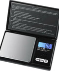 Dope Portable Digital Pocket Scale 0.01g Precision, 1000g Max, Backlit LCD Display, open showing tare and mode buttons