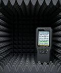 High Density Soundproof Foam Panels With Hella Strong Self Adhesive Backing For Zero Drama Home Studio Acoustic Dampening Treatment Tiles Full Surface Matte Black, acoustic testing device in foam enclosure.