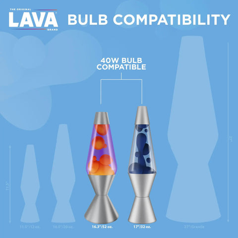 Image showing two lava lamps compatible with 40 Watt Replacement Lamp Bulbs For Lava Lamps 16.3 Inch And 17 Inch Models, 2 Pack.