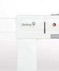 No Sweat Easy Install Baby Gate for Doorways with Auto Close Magnetic Latch, white, close-up of latch mechanism