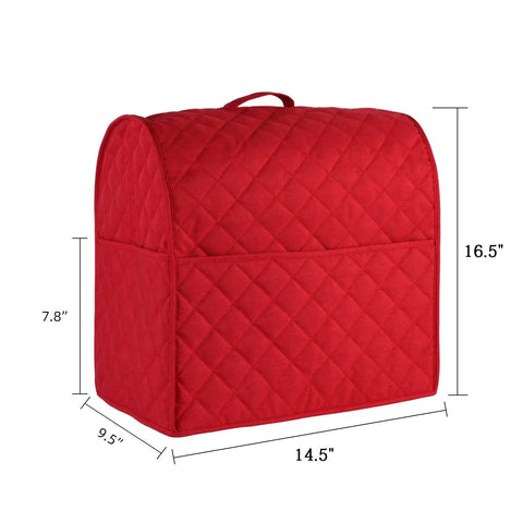 Heavy Duty Stand Mixer Cover for Tilt Head and Bowl Lift Models, Waterproof Interior, Red, 3 Accessory Pockets, Side View