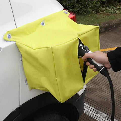 Universal EV Charger Rain Cover With Waterproof Port Shield For Electric Vehicles Outdoor Charging Accessory with suction grip.