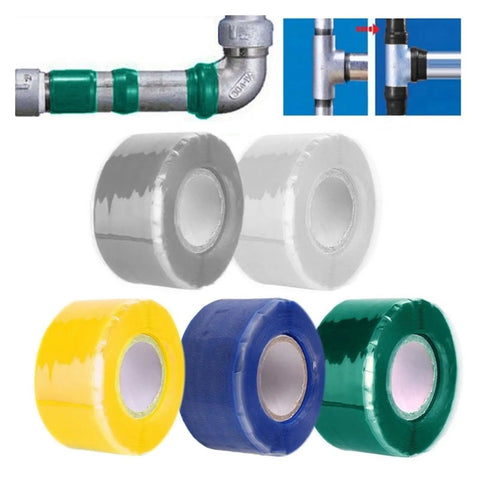 Premium Self Fusing Silicone Sealing Tape In Vibrant Green and other colors for high grip leak fixing on pipes and hoses.