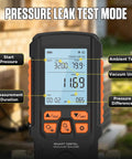All In One HVAC Digital Vacuum Gauge With Smart Evacuation And Leak Detection Pro Grade Accuracy For Fast Readings In Torr Mbar Hpa InHg Auto Calibration 3 Inch LCD And 7 16 UNF Threads pressure leak test mode display