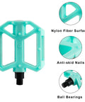 Rugged Non Slip Bicycle Pedals For BMX Mountain And City Bikes With Reflector Lightweight 1/2 Inch Boron Steel Spindle in Blue