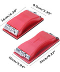 Rectangle Sandpaper Holder With Secure Metal Clips Locks Grit Paper Tight So You Can Smash Through Drywall Prep And Wood Smoothing Jobs Fast Without Wearing Your Knuckles Out, showing two sizes, red design, and metal clips.