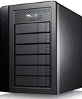 Heavy Duty 60TB External Hard Drive With Thunderbolt 3 And USB 3.2 RAID 6 Direct Attached Storage For 4K Video Editing Setups in solid black housing.